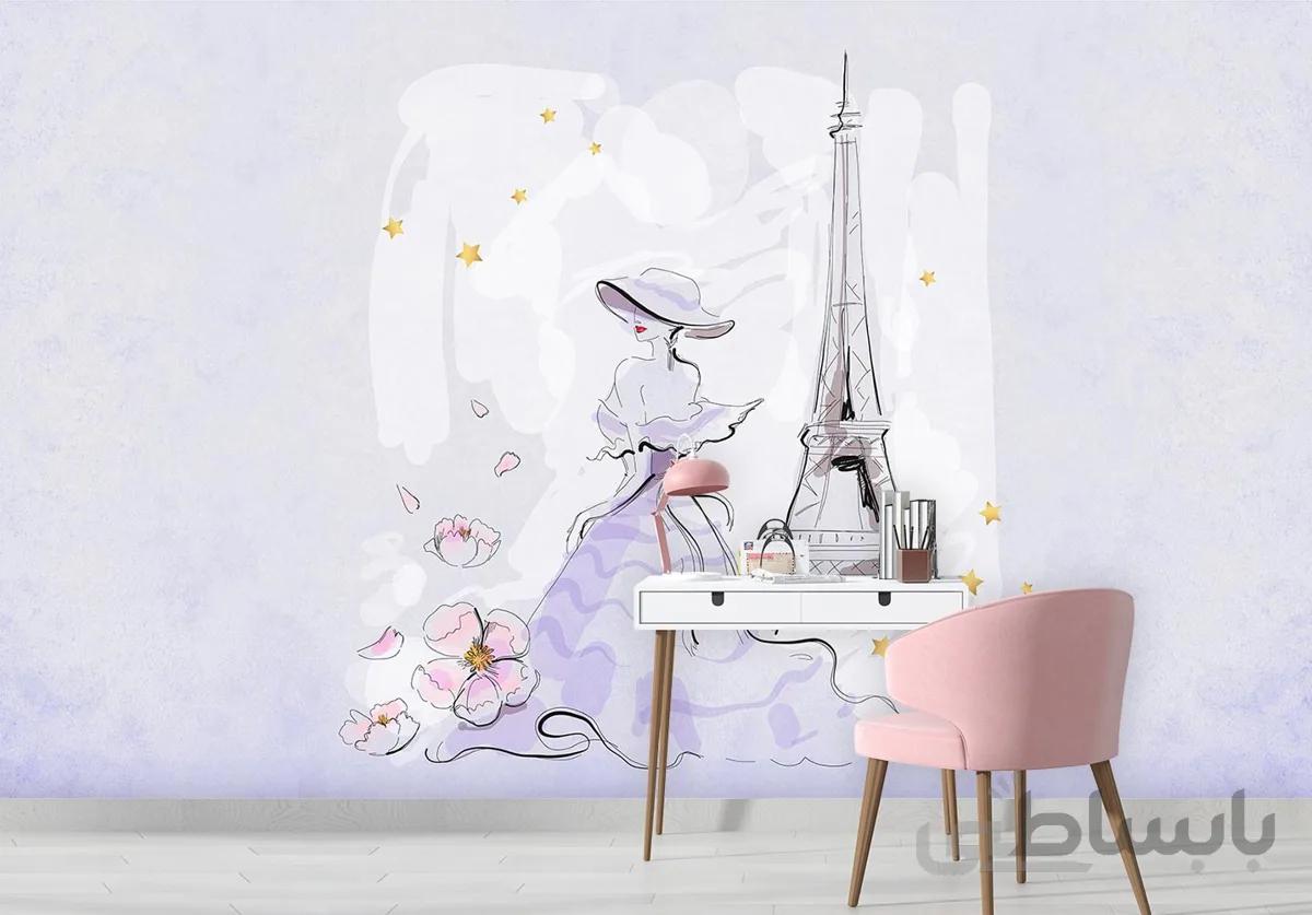 پوستر دیواری دخترانه برج ایفل و فشن W10023500