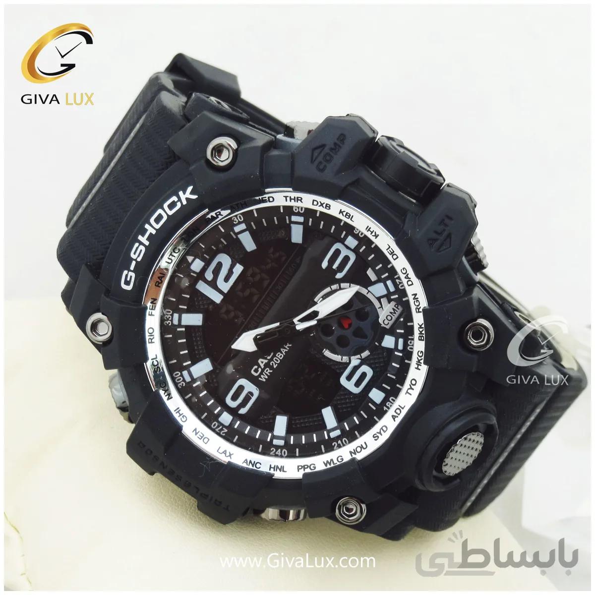 ساعت مچی اسپرت کاسیو جیشاک G-shock دو زمانه مشکی