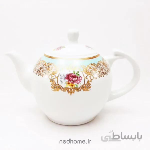 قوری چینی لورین طرح روژین آبی