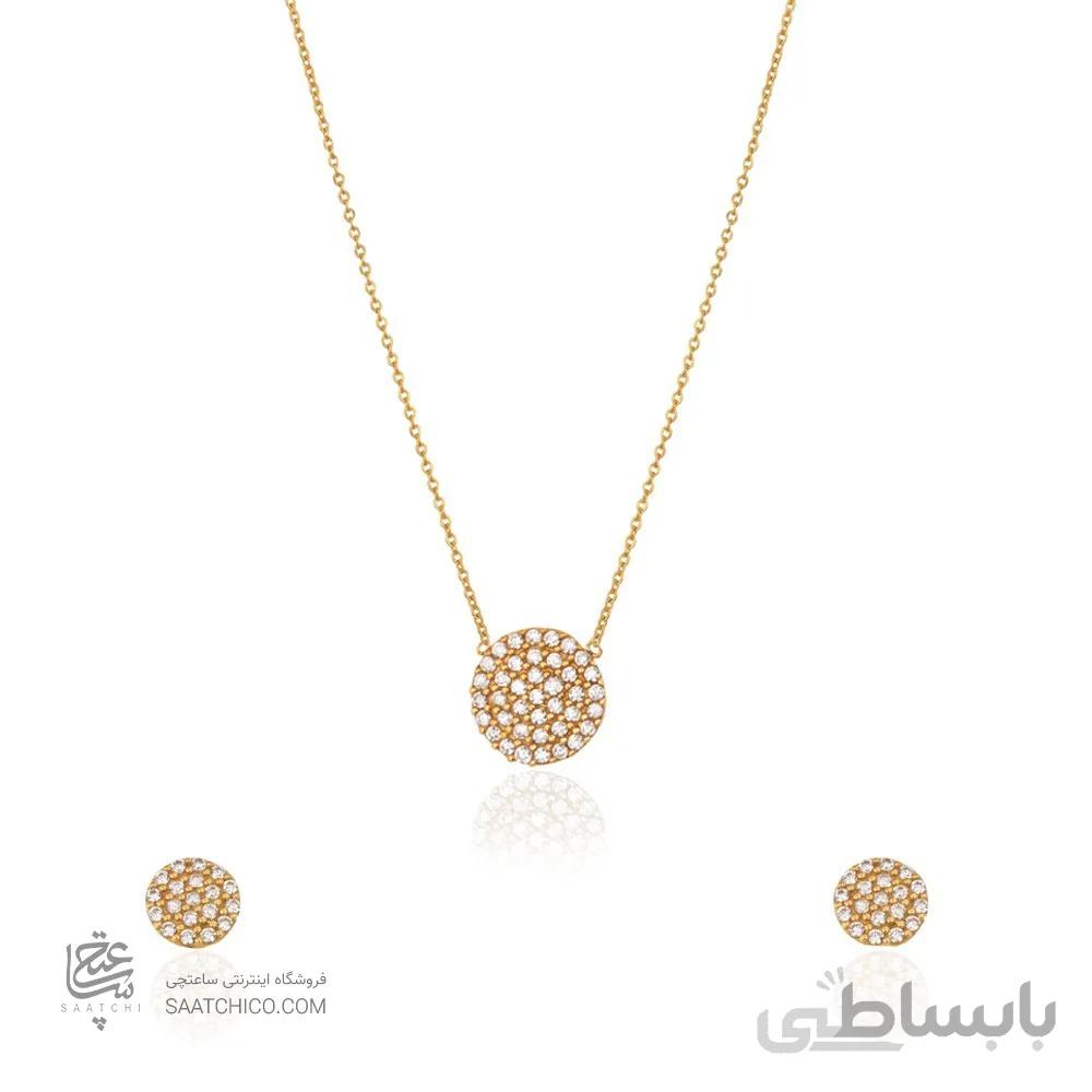 نیم ست طلا طرح دایره نگیندار کد CS305