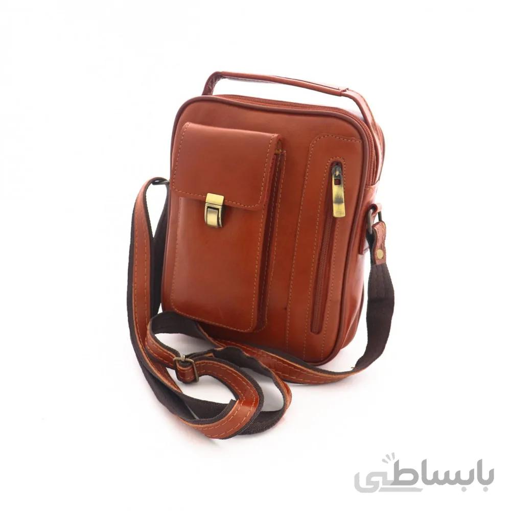 کیف چرم طبیعی اسپورت دستی و دوشی مدل آرنیکا عسلی