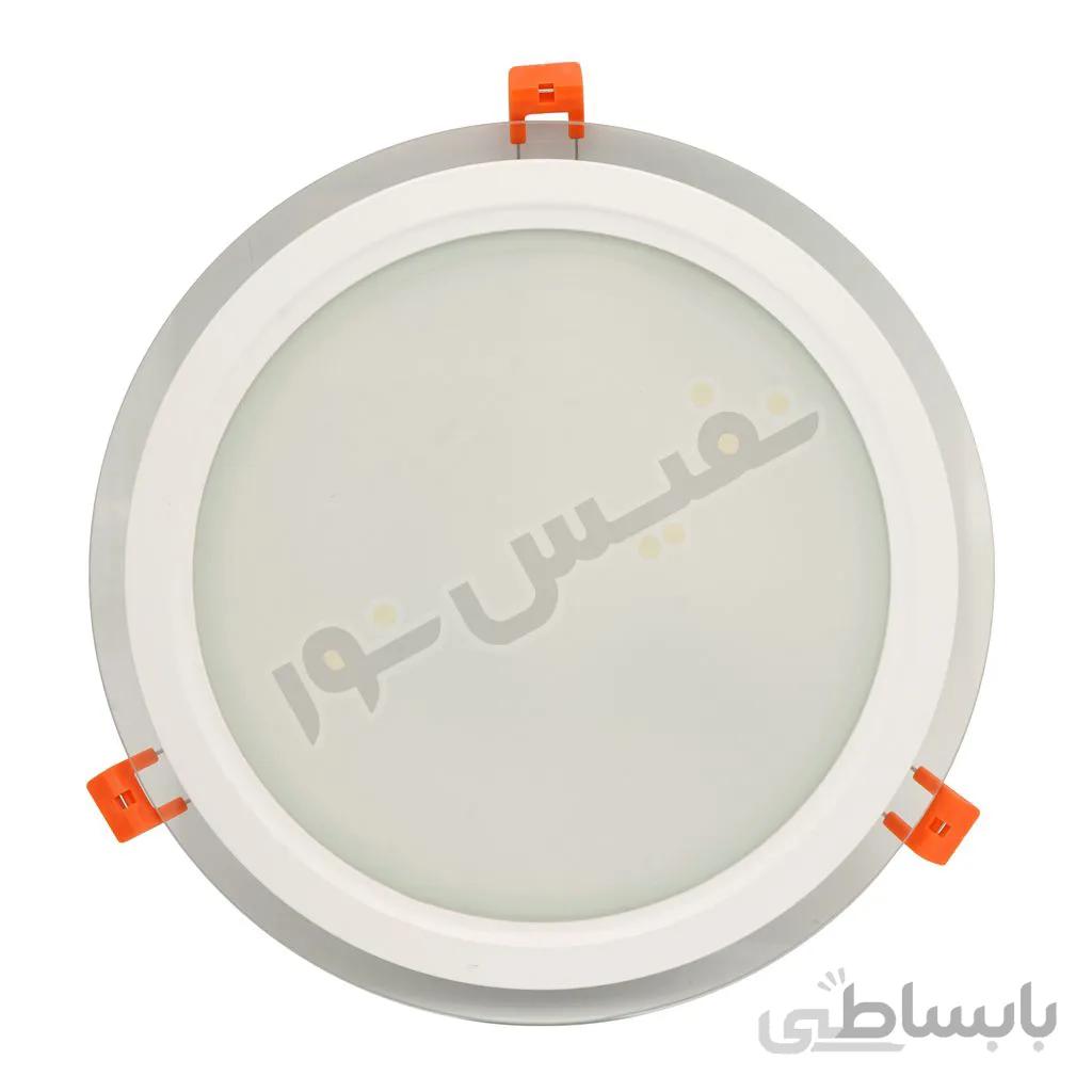 چراغ‌ سقفی توکار دور شیشه ای گرد 12 وات شراک