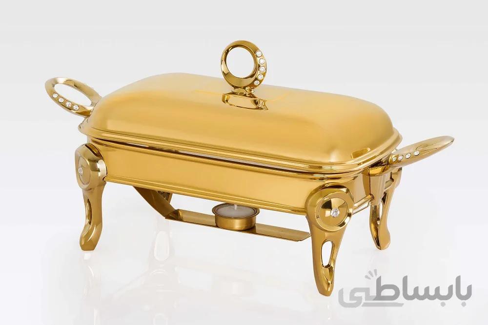 ظرف سوفله تک استیل مدل مستطیل کوچک طلایی کد 711G