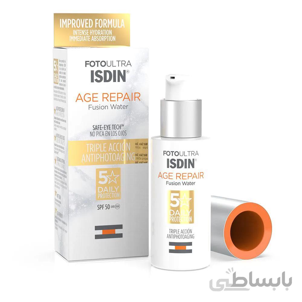 ضد آفتاب فیوژن واتر ایزدین مدل AGE REPAIR ا Foto Ultra ISDIN Age Repair Fusion Water SPF 50