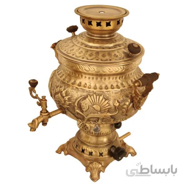 سماور شیر و خورشید برنجی گازی آنتیک ۸ لیتری کد ۴۲۶