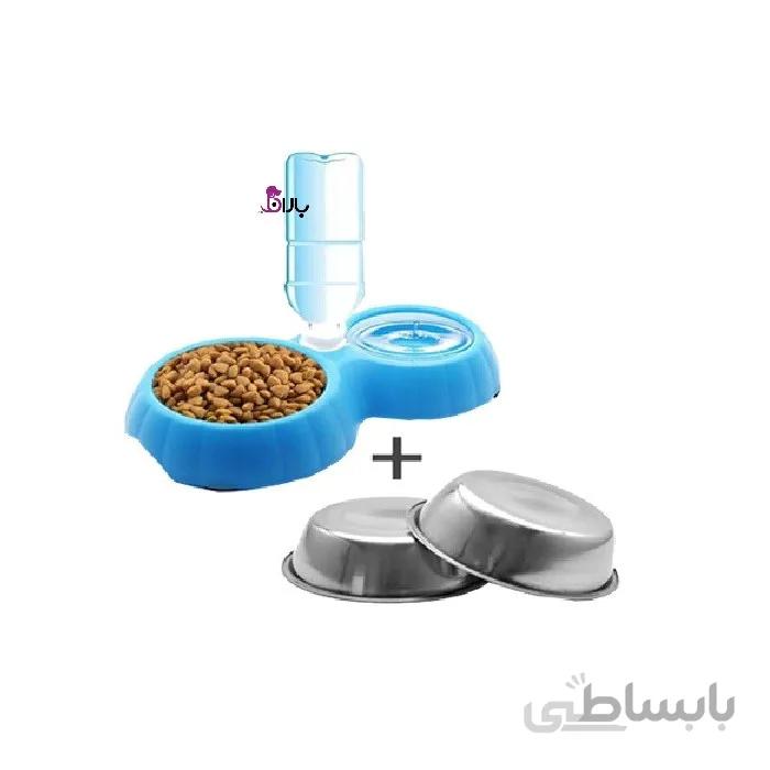 ظرف دوقلو بطری خور با ظرف فلزی زاریکس مناسب سگ و گربه