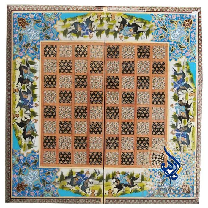 صفحه شطرنج و تخته نرد خاتم کاری طول 40 سانتی متر کد TNK-40