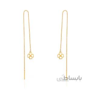 گوشواره بخیه ای طلا طرح شبدر کد LE684