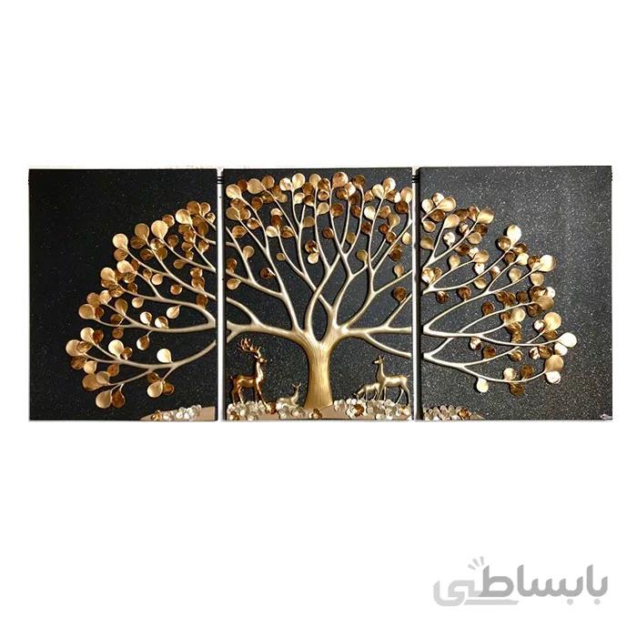 تابلو برجسته طرح درخت پالونیا و گوزن کد DE8380GB