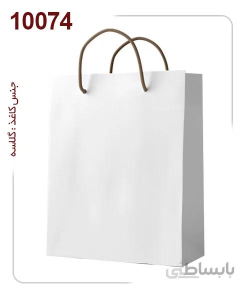 ساکدستی تک رنگ سفید با کاغذ گلاسه کد10074
