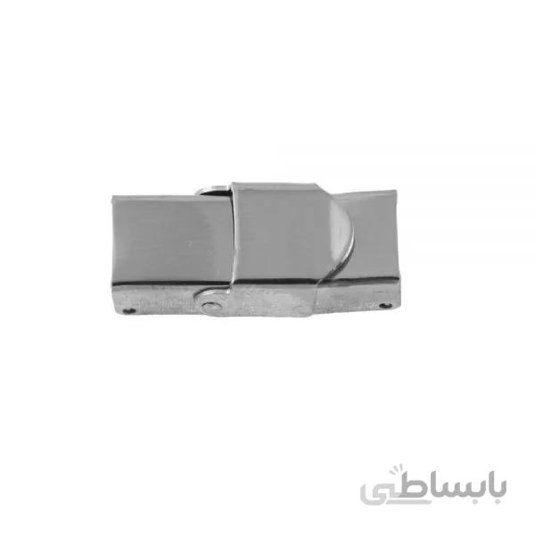 قفل دست بند استیل ساعتی نقره ای