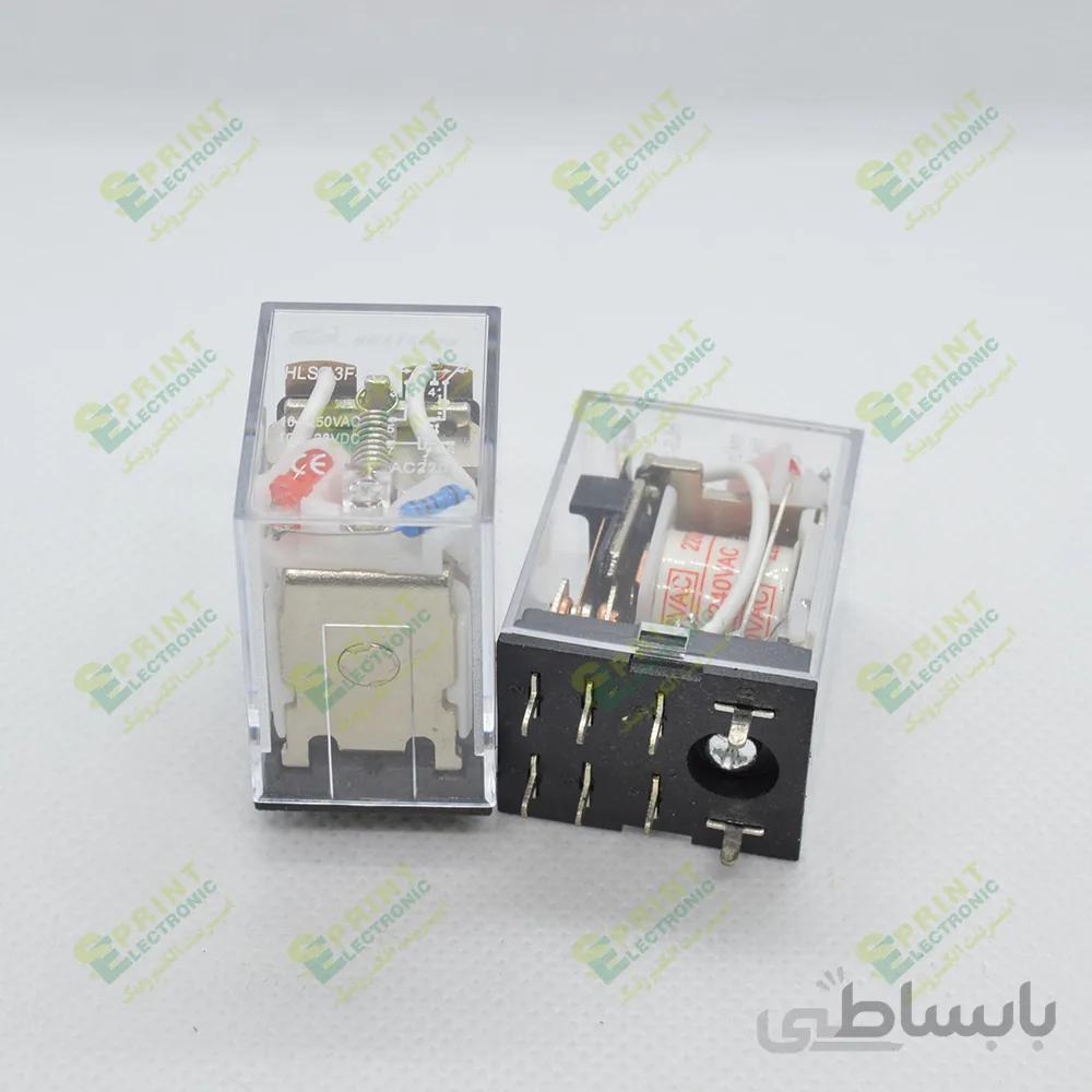 رله 220 ولت AC پایه ایزومی بردی 8 پایه 10 آمپر HLS-13F2-12