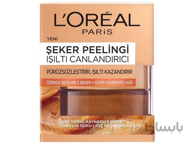 اسکراب شکر لورآل انگور و روغن مانوی مخصوص صورت و لب ا Loreal PURE-SUGAR Smooth & Glow Grapeseed Scrub