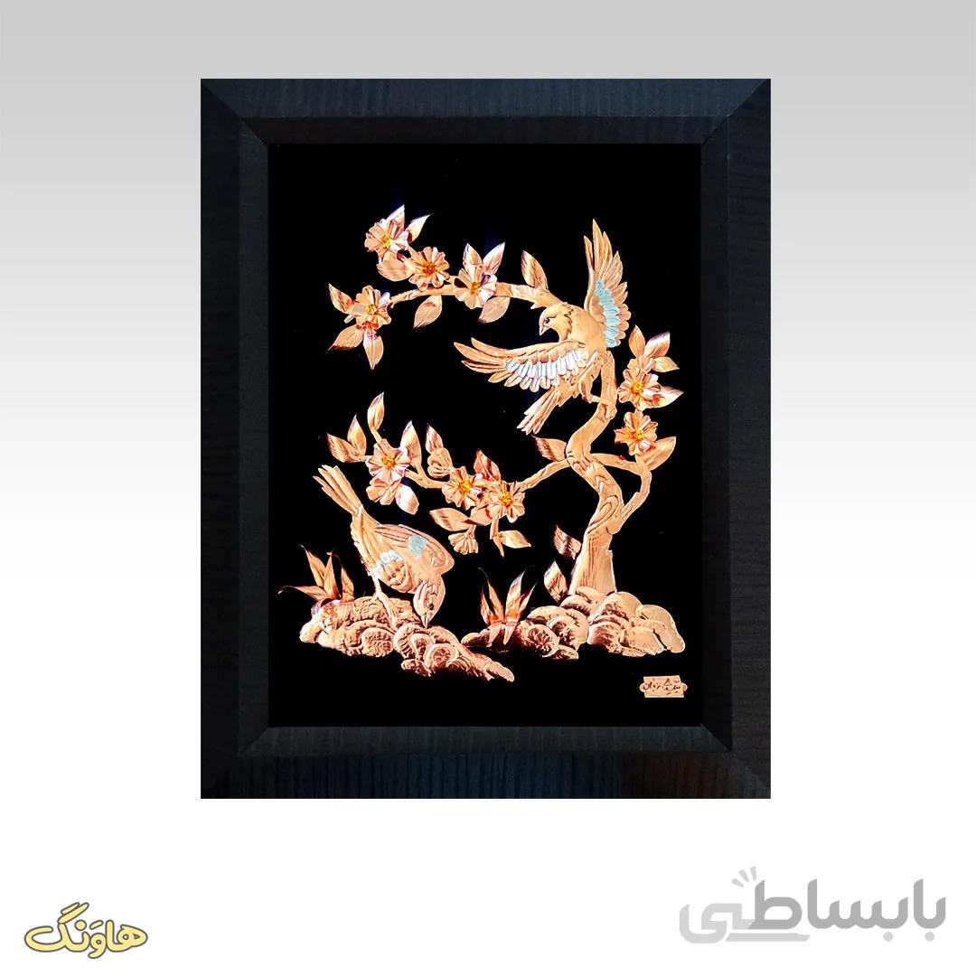 تابلو گل و مرغ معرق مسی F002