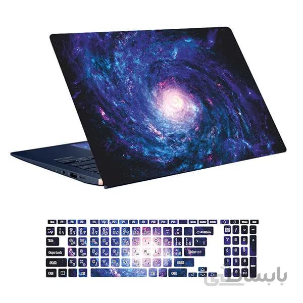 اسکین لپ تاپ طرح Space کد ۶۳ به همراه استیکر کیبورد