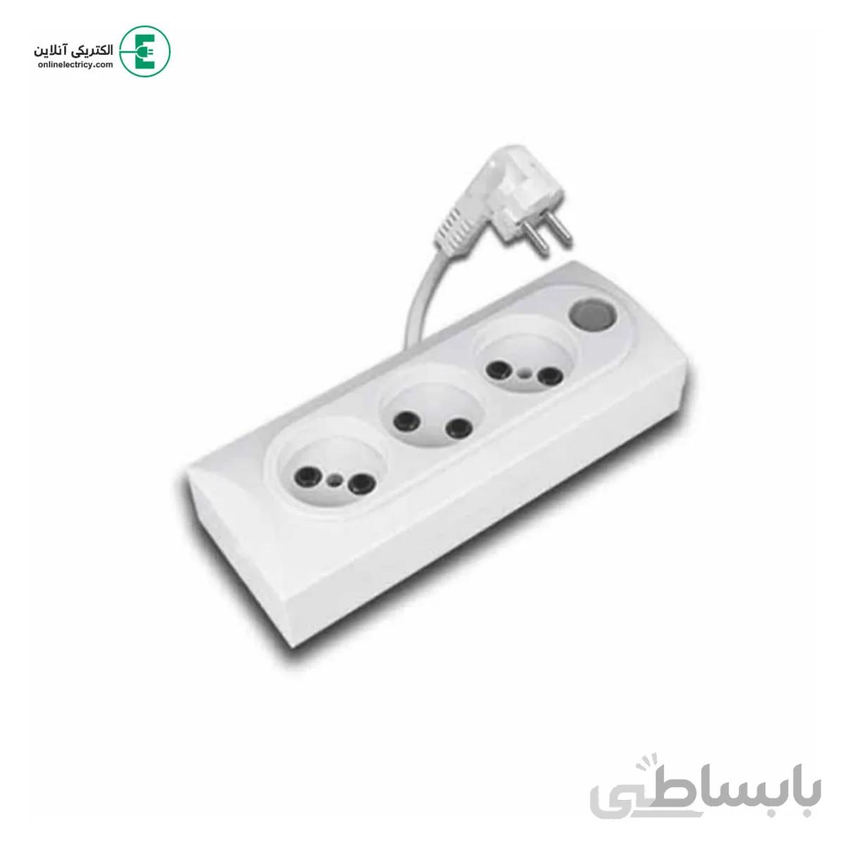 پریز سه خانه کلاسیک با کابل 5 متری(خیام الکتریک)