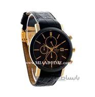 ساعت مچی ویولت مردانه کرنوگراف گرد بند چرم طلایی مشکی صفحه مشکی مدل 0465/2G