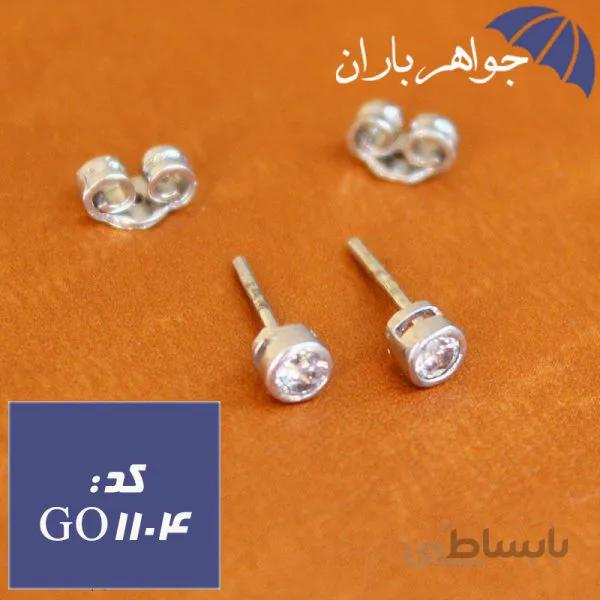 گوشواره نقره میخی تک نگین دخترانه کد GO_1104