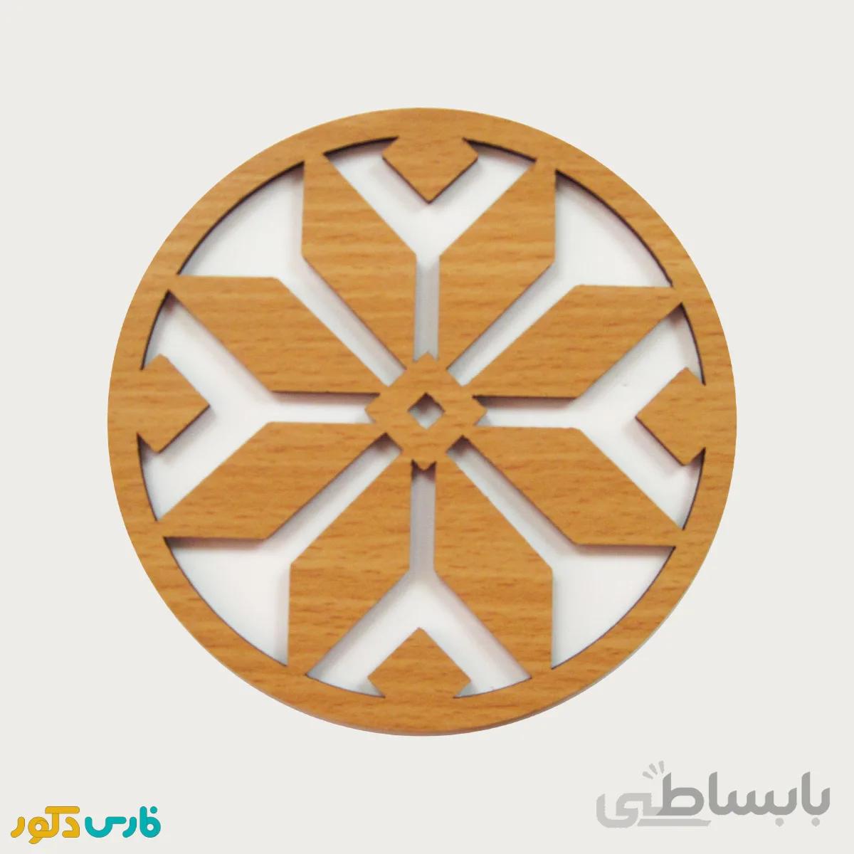 زیرلیوانی چوبی طرح باستانی