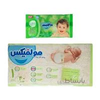 پوشک مولفیکس سایز 1 بسته 40 عددی به همراه دستمال مرطوب