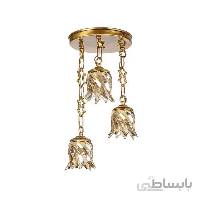 چراغ آویز ۳ شعله نامنظم چشمه نور کد C2944/3-A آنتیک