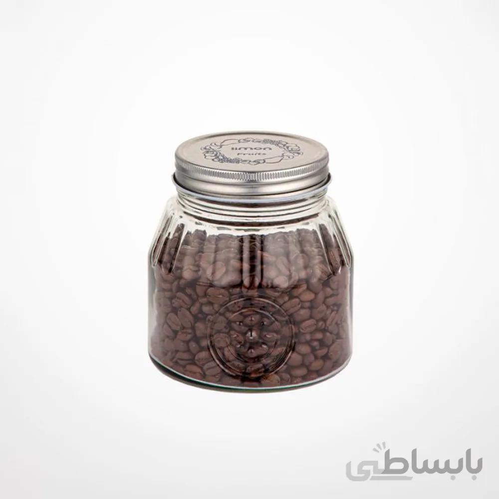 بانکه شیشه ای لیمون مدل درب استیل کد 2035