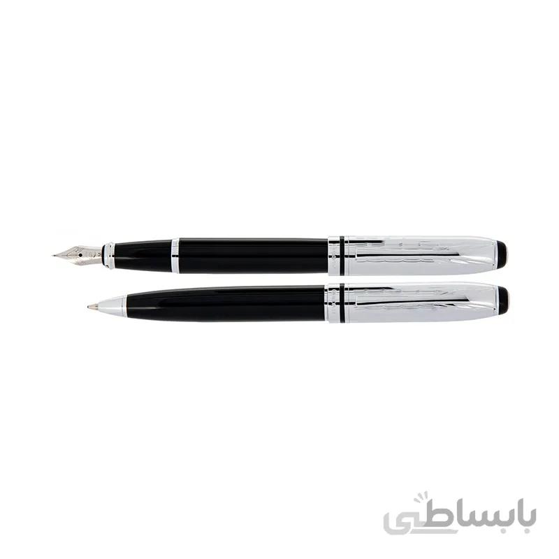 ست جفتی خودکار و خودنویس یوروپن FORT نیمه مشکی استیل
