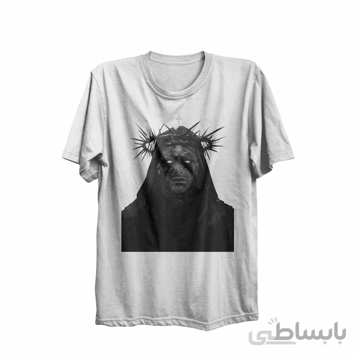 تیشرت یقه گرد سفید طرح خواننده تتلو Tataloo