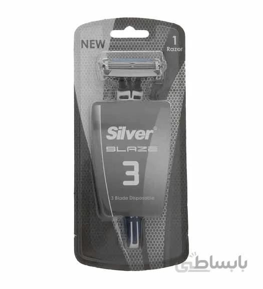 تیغ مردانه Blaze 3 سه لبه چند بار مصرف 1 عددی سیلور ا Silver Blaze 3 Triple Blade Razor For Men 1pcs