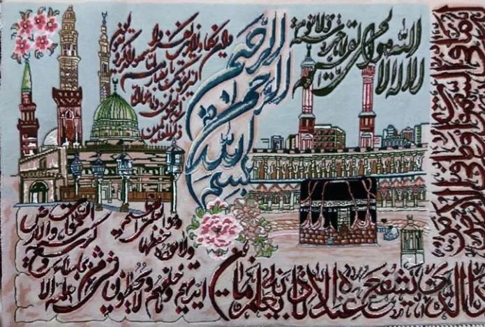 تابلو فرش برجسته دستبافت ابریشمی طرح دختر واسب کد ۱۰۸۹۳