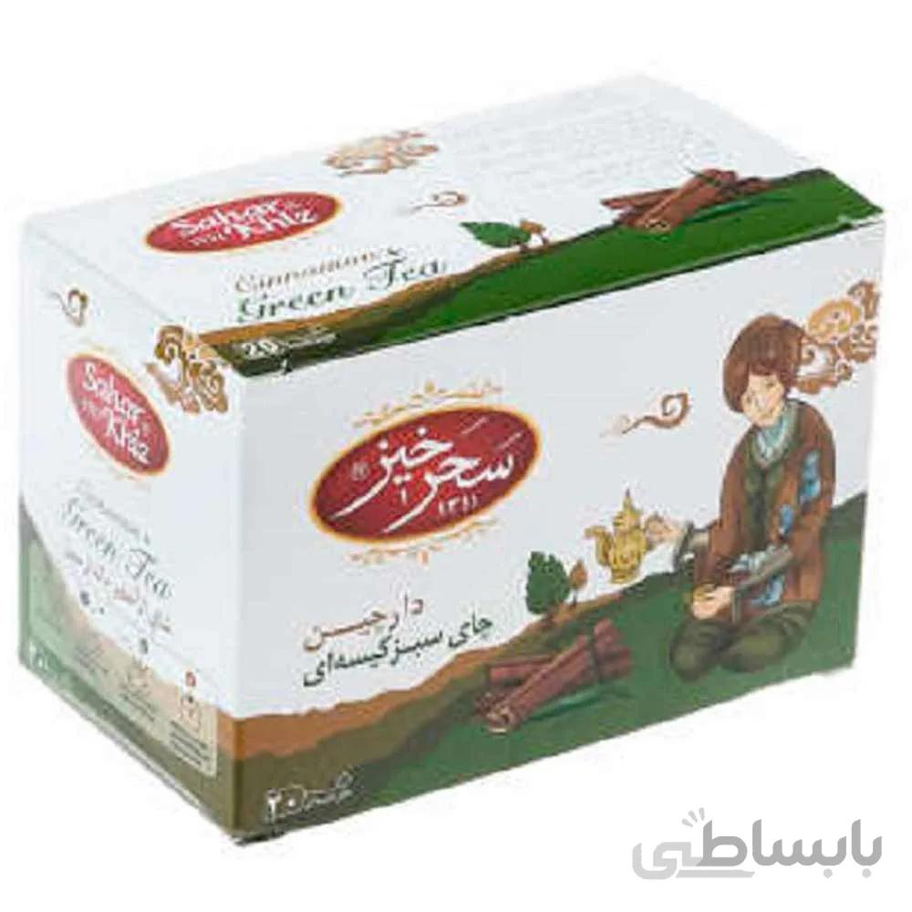 چای سبز کیسه ای با طعم دارچین سحرخیز 20 عددی ا -