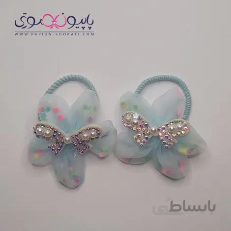 کش مو جفتی گل حریر مدل پاپیون