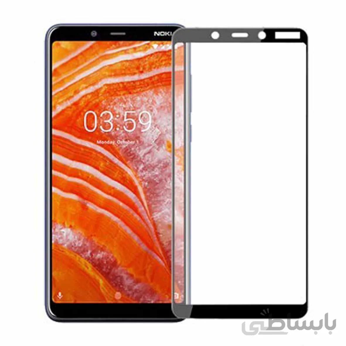 محافظ صفحه نمایش شیشه ای مشکی Nokia 1 Plus - Full Cover (بدون پک)