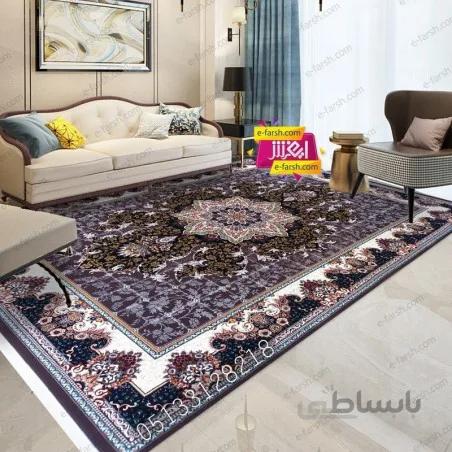 فرش ماشینی نگین مشهد طرح 2598 گردویی