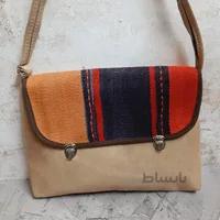 کیف رو دوشی سنتی گلیم طرح کرم آجری
