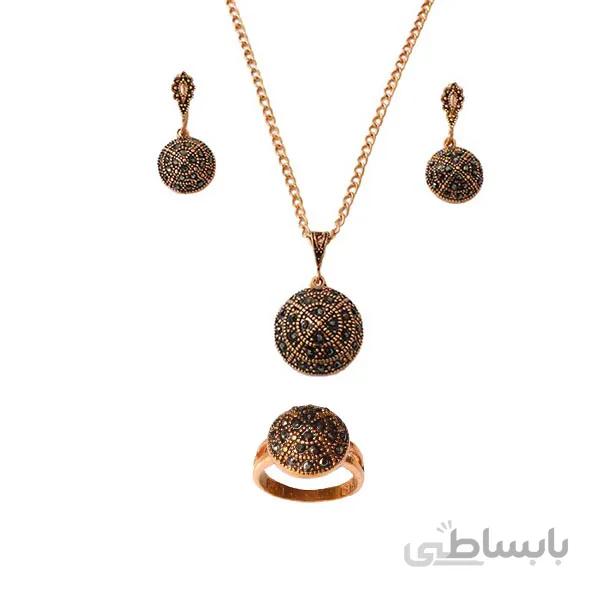 ست کامل زیورالات مسی با نگین مارکازیت اصل طرح توپی کد jw269