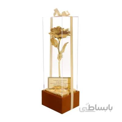 تندیس رومیزی طلاکوب گل رز باز RO2
