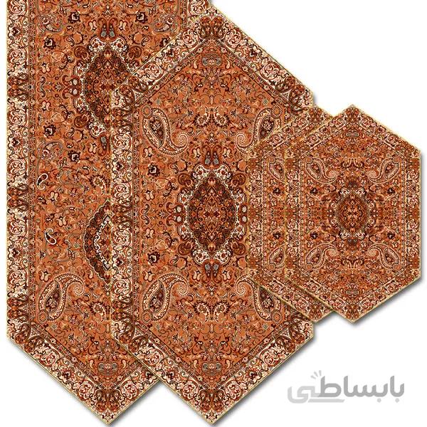 رومیزی مربع ترمه طرح سالار مشکی ابریشم کد 710 کد 410597