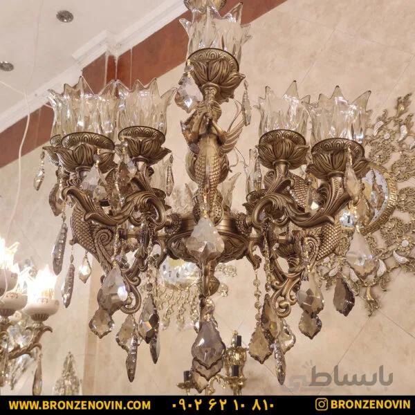 لوستر برنزی فرشته آرامیس ۱۲ شعله آنتیک