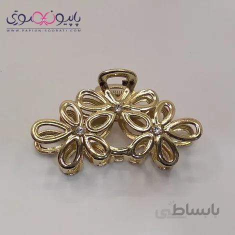 کلیپس مو فلزی مدل سه گل طلایی