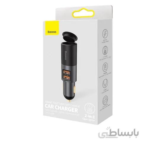 شارژر فندکی فست شارژ بیسوس Baseus Share Together With Cigarette Lighter U+U 120W CCBX-120U CCBT-D0G