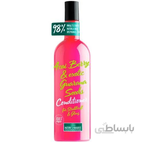 نرم کننده نیچرز پارادایس Natures Paradise مدل میوه آکای بری و گوارانا حجم 375ml | براق کننده و ضد وز قوی مو، صاف کننده و آبرسان