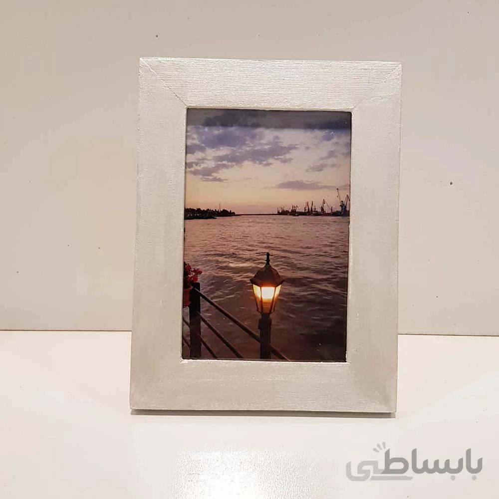 قاب عکس چوبی رنگ سفید