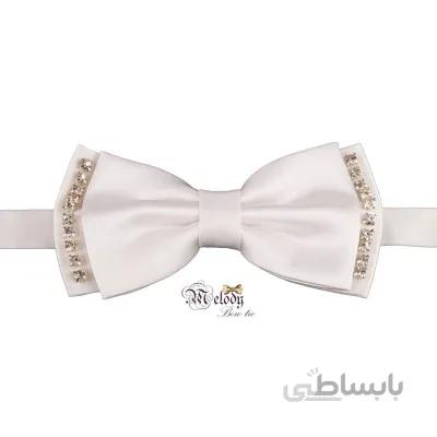 پاپیون سری مندو نگین دار 'نقره ای' (سفید یخچالی)