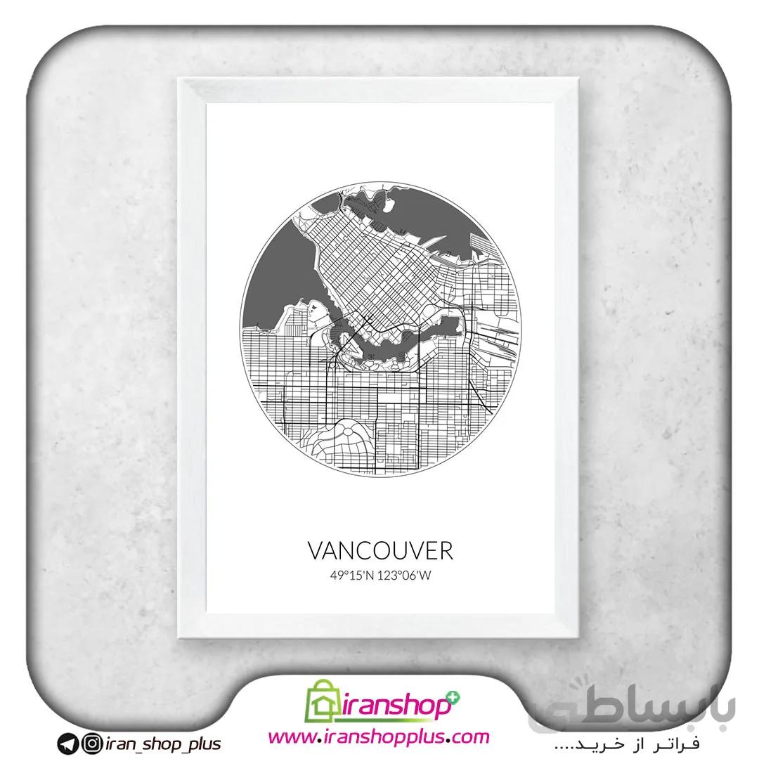 تابلو نقشه شهر ونکوور با تم White Circle