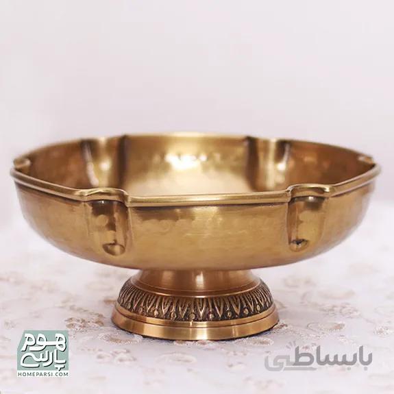 شیرینی خوری گرد پایه دار برنجی کد 62158
