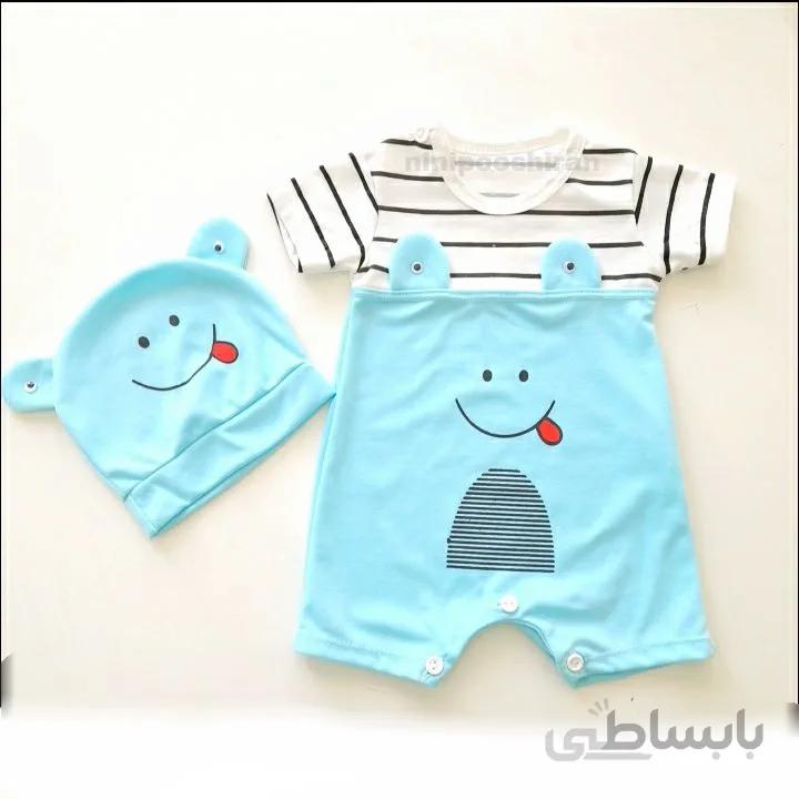 ست دو تیکه نوزادی رامپر و کلاه سه تا نه ماه کد 372