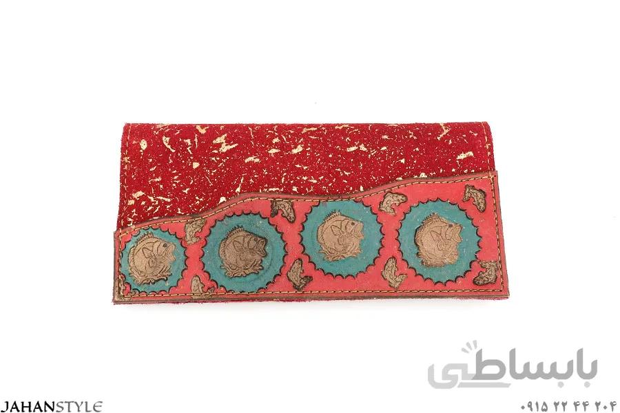 کیف پول و مدارک چرم اشبالت طبیعی مدل قلمزنی