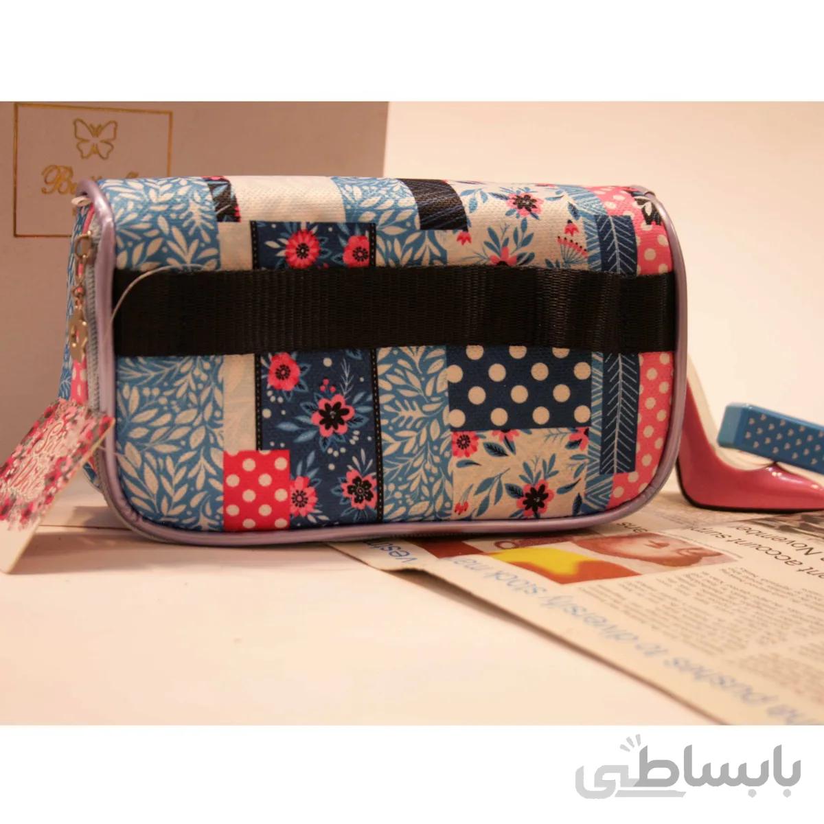 کیف لوازم آرایشی طرح دار آبی سرمه ای کد 458