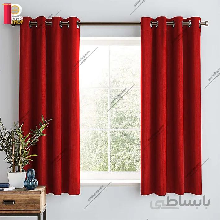پرده پانچی کتان ملانژ قرمز